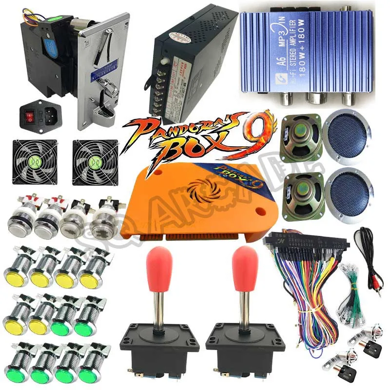 Pandora Box 9 1500 игры DIY аркадные пряди, наборы деталей с питанием Jamma жгут джойстик светодиодный кнопочный селектор монет - Цвет: spanish joystick