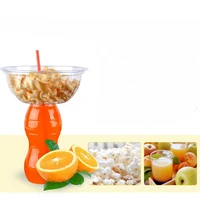 12oz 16oz clear plastic drinking bottle with bowl 2 in 1 juice popcorn cup creative party snack chips cup 10pcslot dec217