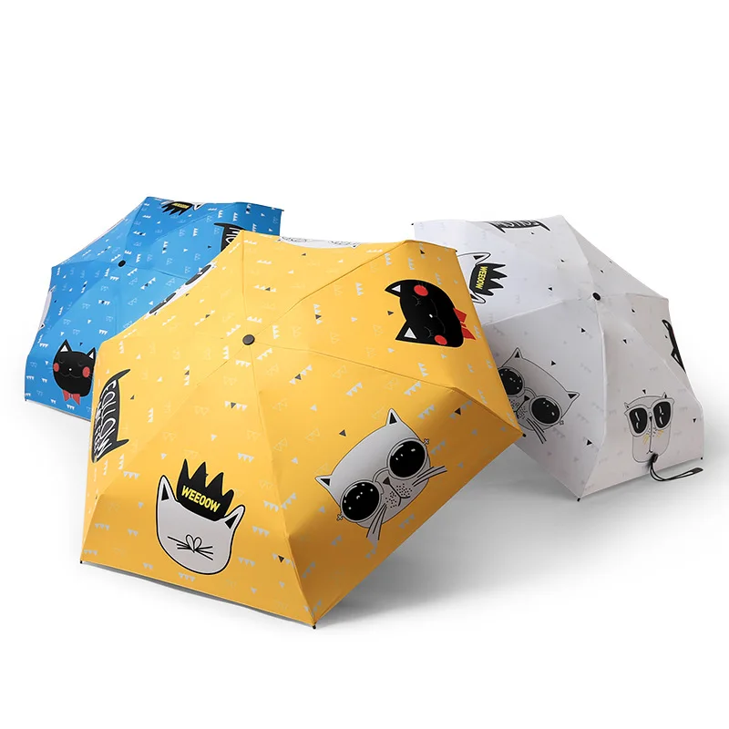 Кошачий анти УФ черное покрытие от солнца женские пляжные зонты мультяшный