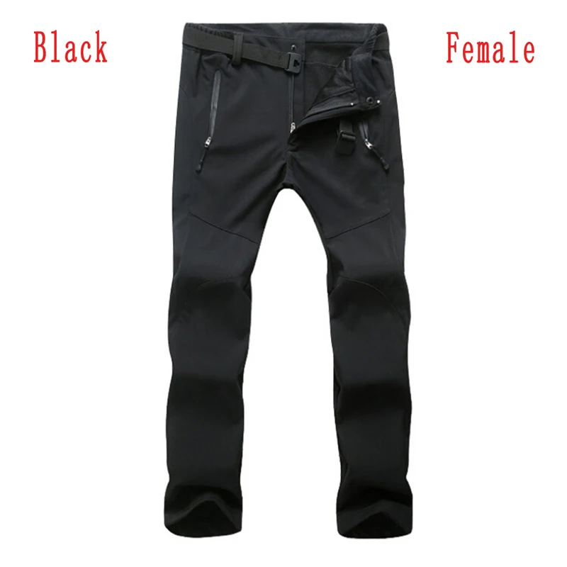 Women Black Зимние брюки для мужчин и женщин флисовые Зимние флисовые походные брюки для походов на открытом воздухе спортивные водонепроницаемые ветрозащитные тепловые мужские брюки - Цвет: Women Black