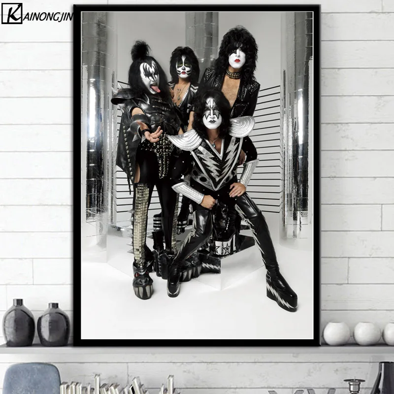 Художественный плакат Kiss Band плакаты и печать, Картина Настенная живопись на холсте украшение дома комнаты