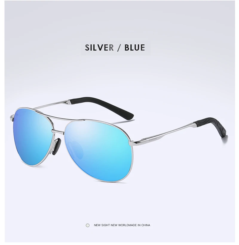 Silver Blue AORON, новинка, поляризационные мужские солнцезащитные очки, классические, пилот, для вождения, солнцезащитные очки, металлическая оправа, зеркальные линзы, солнцезащитные очки для мужчин/женщин - Цвет линз: Silver Blue