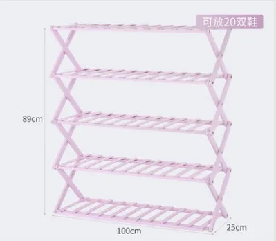 6 Layer L100cm Multi-layer Shoe Rack Shoe Shelf Household Rack Storage Rack Folding Storage Shoe Rack Bamboo - Цвет: 6 Layer L100cm