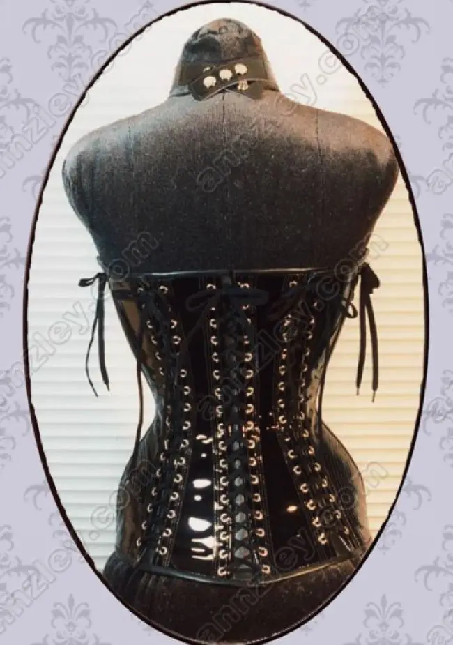 Женский блестящий черный корсет из лакированной кожи с боковой спиной ремешок