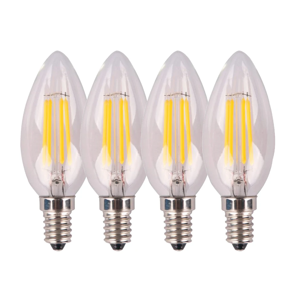 

10Pcs LED Filament Bulb E27 E14 Retro Edison Lamp AC 220V 4W 6W Vintage COB Candle Light Replace Chandelier Incandescent Bulb