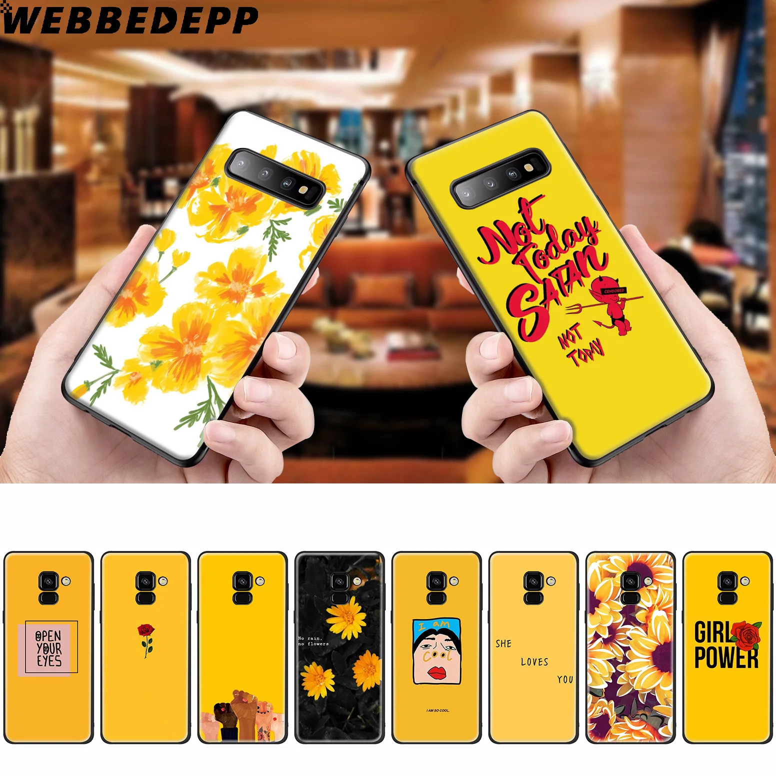 WEBBEDEPP эстетика желтый узор силиконовый чехол для Samsung Galaxy A3 A5 A6 A7 A8 A9 A10 A20 A30 A40 A50 A70