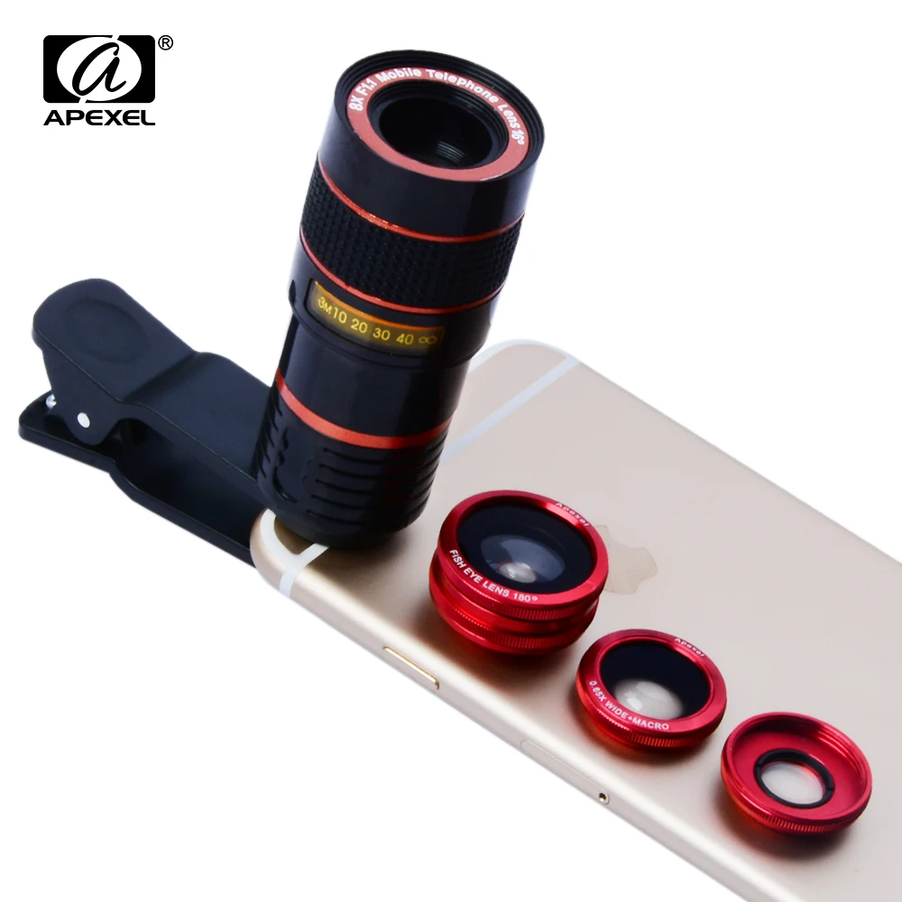 Универсальный 8x зум-объектив мобильного телефона теле рыбий глаз Широкий макро