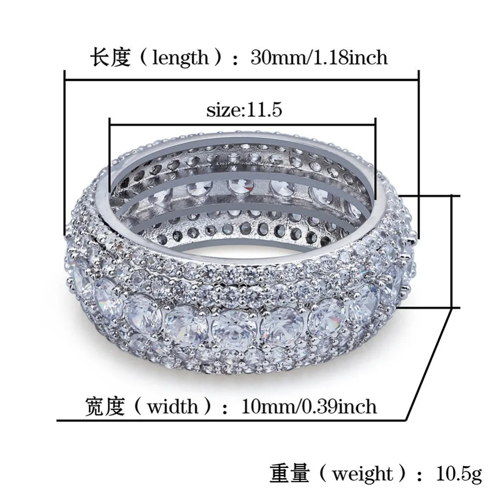 Sofeeling новый дизайн блестящих в стиле хип хоп перстень для Для мужчин женщин цвета: