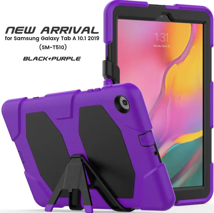 Фиолетовый Ударопрочный сверхмощный чехол с подставкой для Samsung Galaxy Tab A SM-T510 SM-T515 T510 T515 чехол для планшета Funda shell - Цвет: Фиолетовый