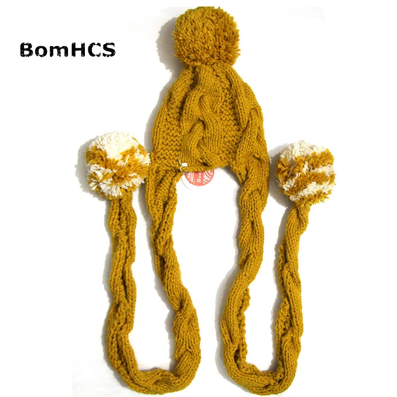 Красивая Женская зимняя теплая шапка BomHCS с шарфом и перчатками костюм 100% вязаная