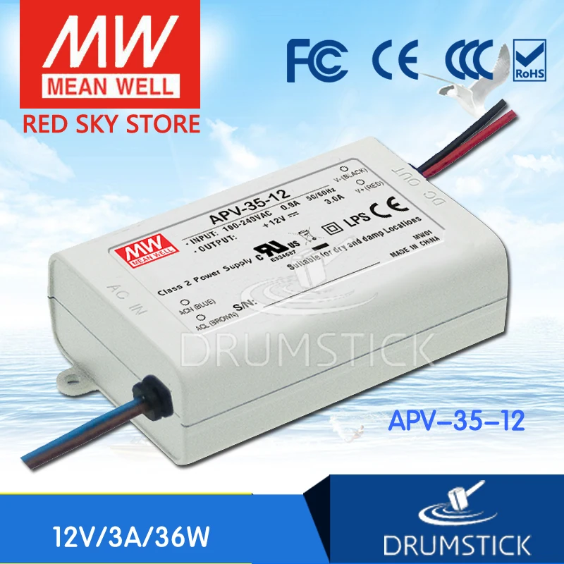 Оптовая цена MEAN WELL APV 35 12 12V 3A meanwell 36W одиночный выход Светодиодный импульсный