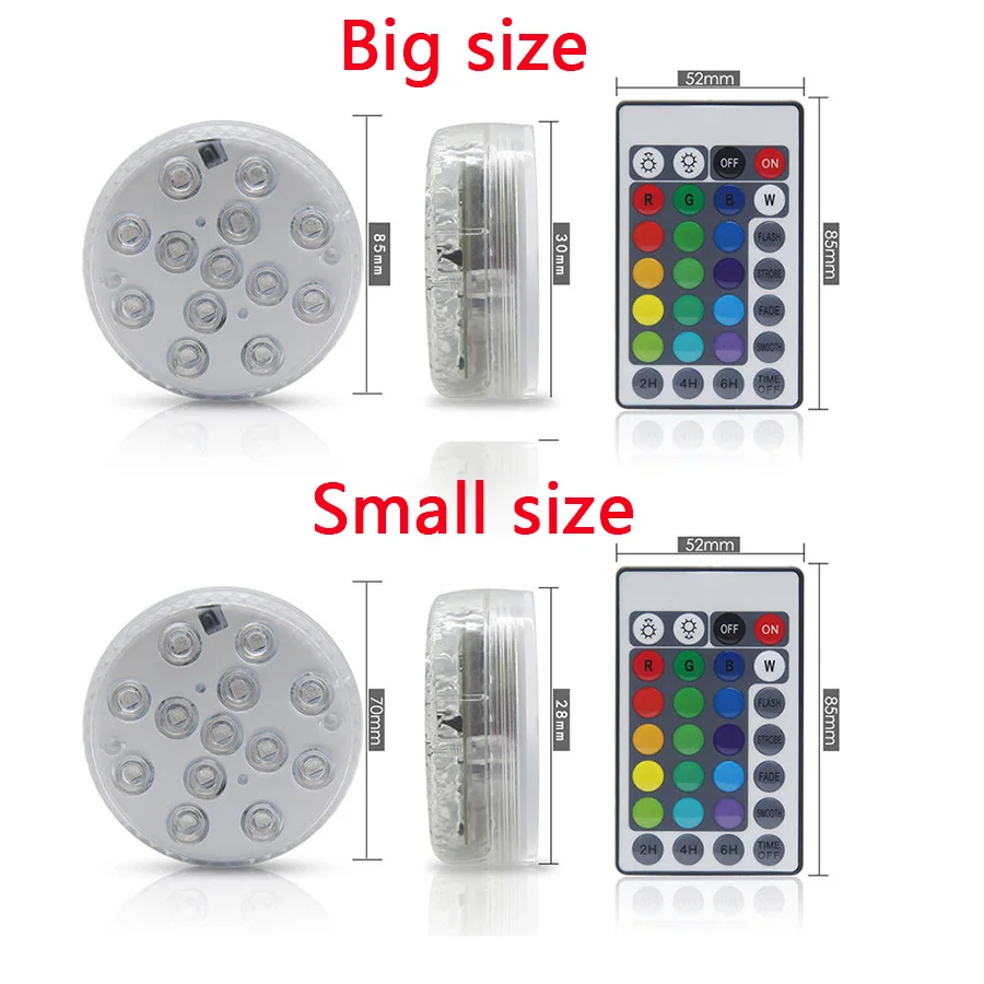 Погружной RGB светильник для бассейна 13 светодиодов питание от батарейки ночник