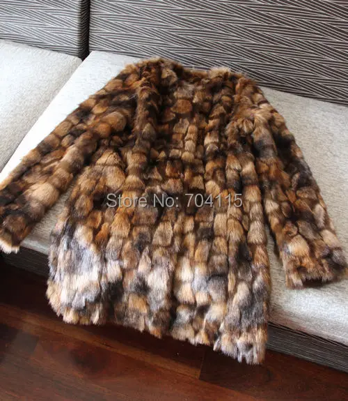 

Fashion decoration color block fur coat