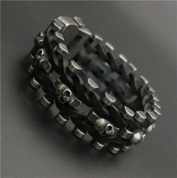 2017 браслет унисекс с рисунком ржавой кожи черепом из нержавеющей стали 316L в ретро