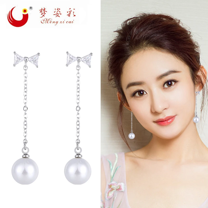 

MZIKING 2022 New Arrival S925 Sterling Shining CZ Crystal Pearl Ear Earrings Jewelry Joyme Jewelry for Women Girl