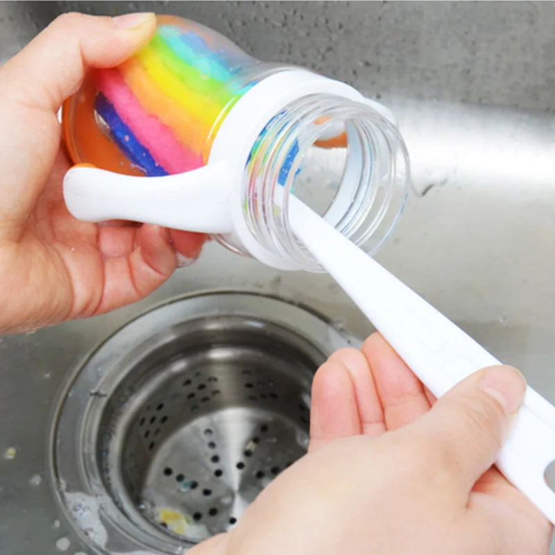 2 шт.! Длинная ручка Радужная губка чистая скрубберная щетка бокал для вина