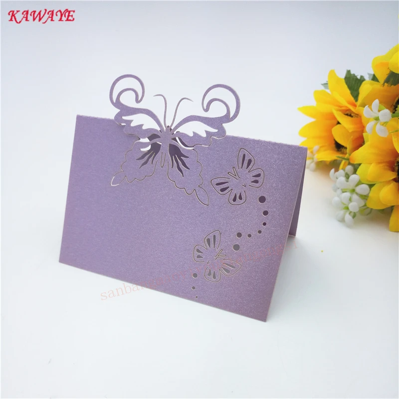 Light purple 100 шт лазерная резка пустотелые настольные карты в стиле бабочки Свадебный декор настольные карты место именные Карты Свадебные украшения 6ZZ17 - Цвет: Light purple