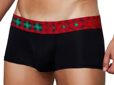 SEOBEAN, мужские боксеры, шорты, Рождественский фестиваль, neopreno hombre, хлопковые мужские боксеры, нижнее белье, трусы-боксеры с низкой посадкой для мужчин, calson homme - Цвет: Черный