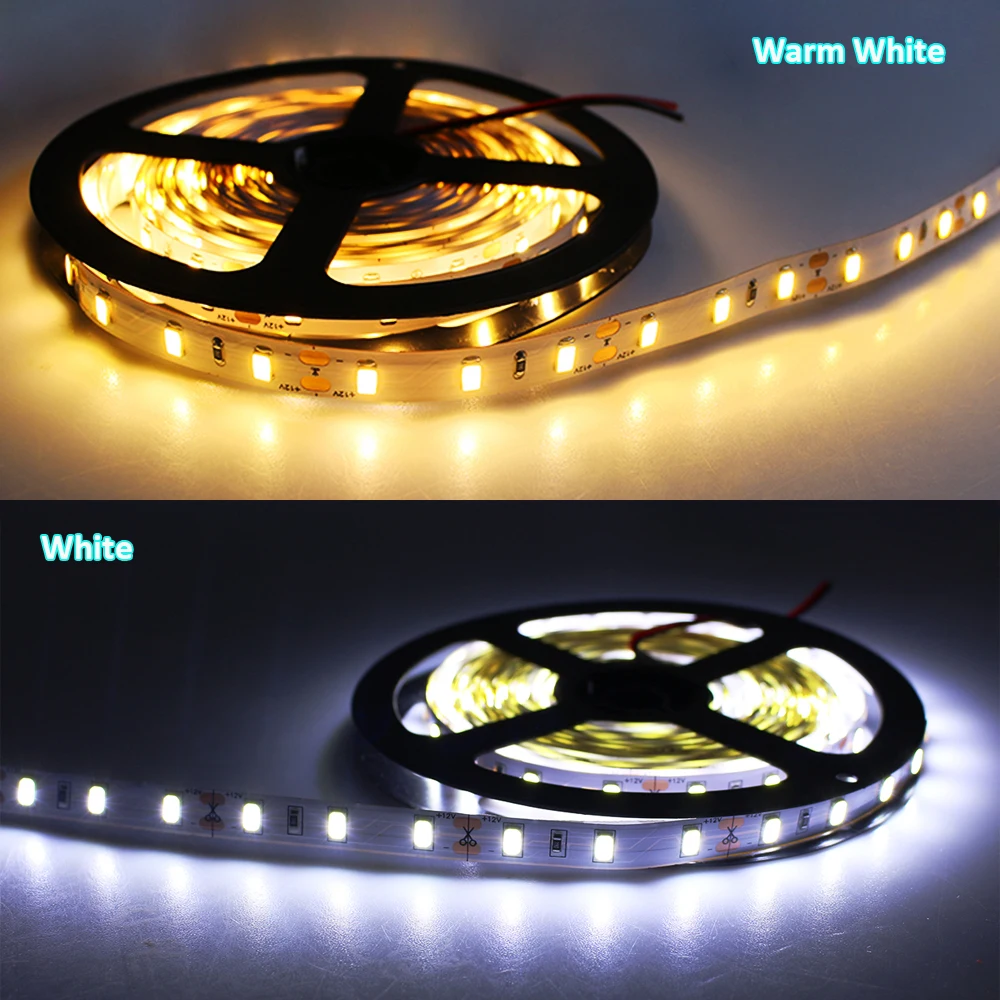

Tanbaby LED Strip Light 5630 DC12V 5M 300led 6W/M Flexible 5730 Bar Light High Brightness Non-Waterproof Indoor Home Decoration