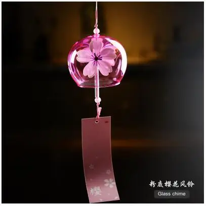 gradient pink Колокольчиков японский стиль Стеклянные китайские колокольчики Романтика chokecherry колокольчики - Цвет: gradient pink