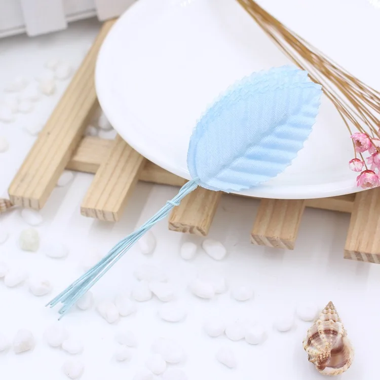 50Pcs/lot 5cm Pompon Mini Simulated leaves Artificial Silk leaf bouquet For Wreaths DIY Wedding Scrapbooking Fake leaf Flower