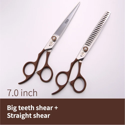 2pcs set 3 Дизайн левша 7,0 дюймов набор ножниц для груминга домашних животных прямые филировочные изогнутые ножницы - Цвет: 2pcs set 3