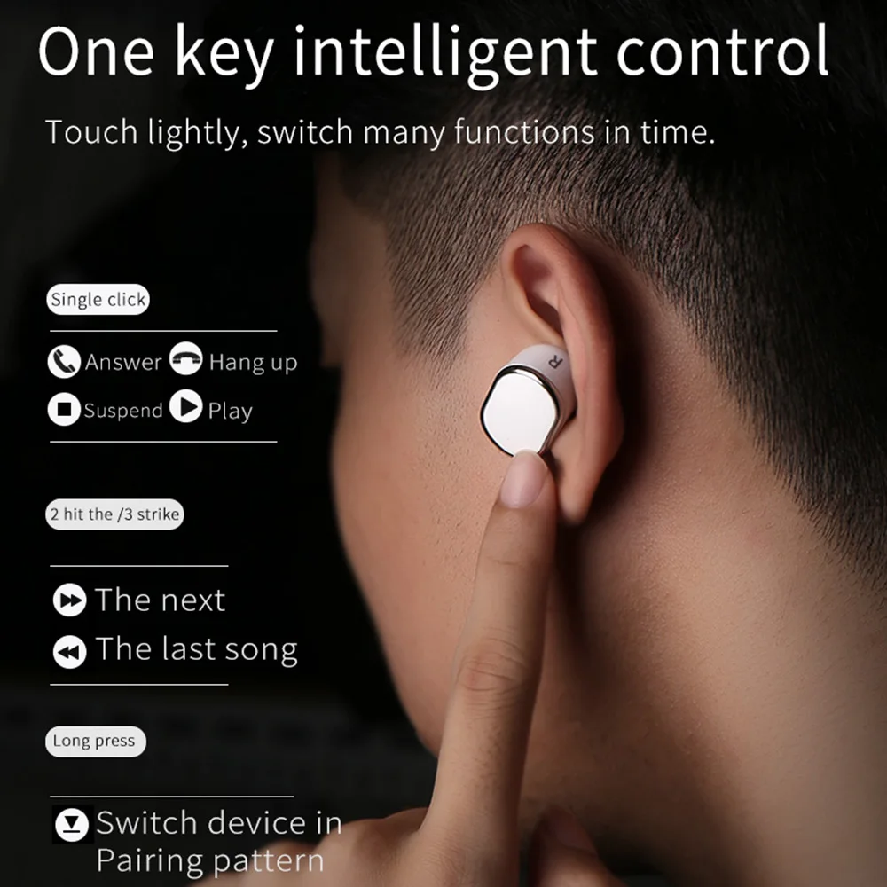 TWS Bluetooth наушники беспроводные V5.0 глубокий бас сенсорное управление для iPhone xiaomi