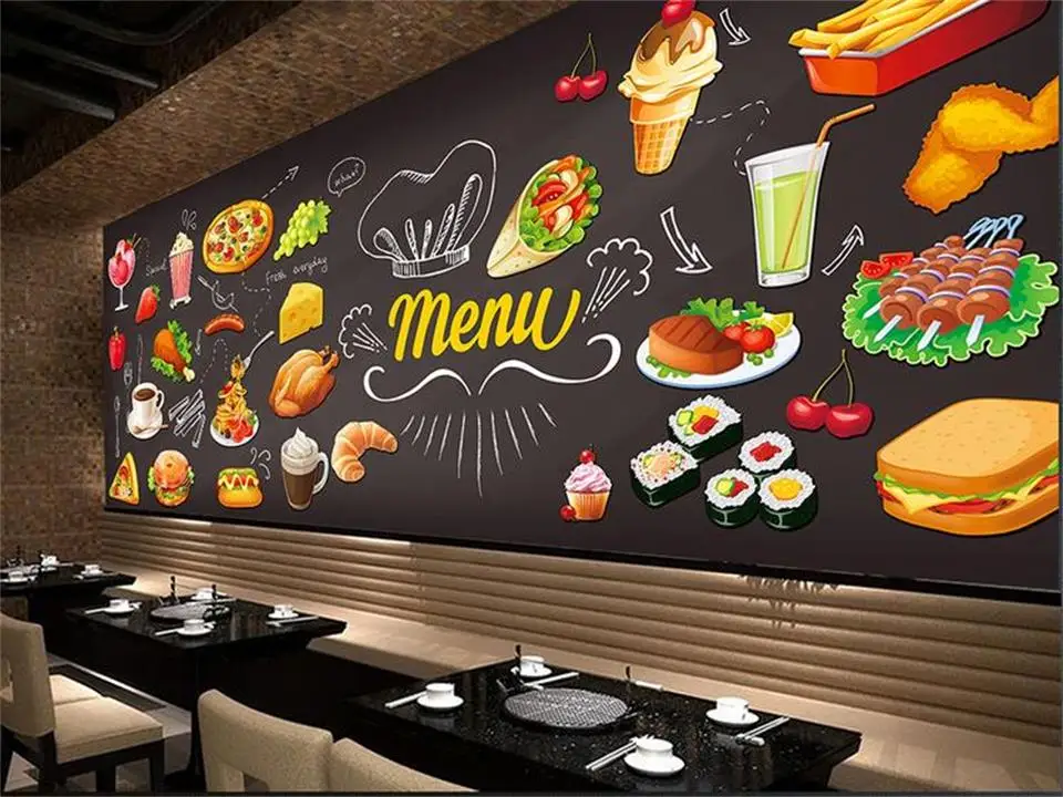 3d обои фото на заказ Гостиная Фреска цвет ручной росписью Италия пицца магазин