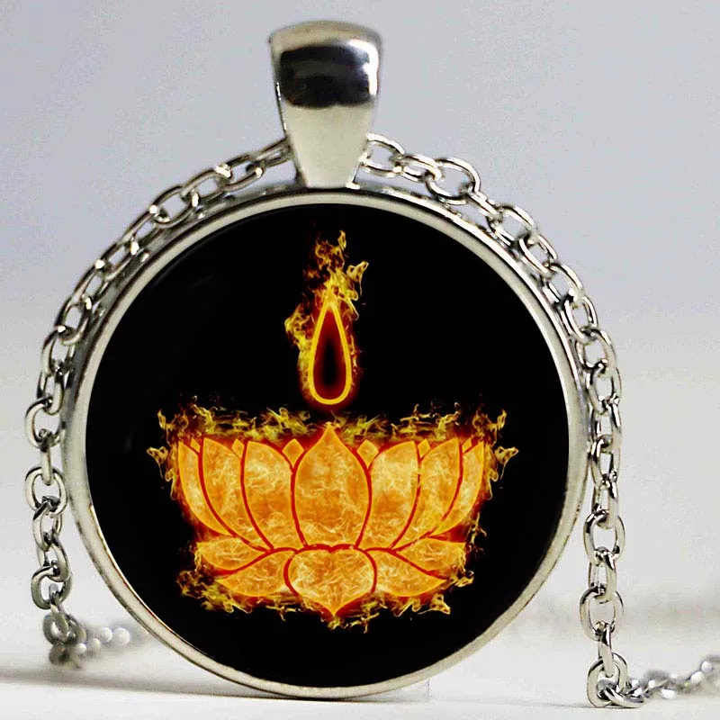 Новая мода ручной работы Hinduism ювелирные изделия хинди Лотос стекло кабошон кулон