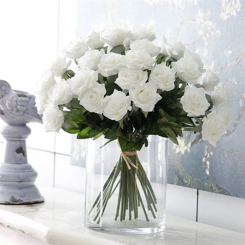 white 11 шт./лот новые искусственные цветы розовый цветок пиона украшение дома свадебный букет цветы высокого качества - Цвет: white
