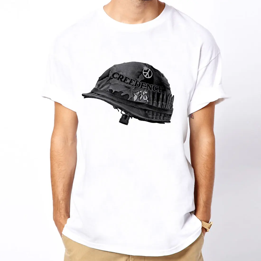 CCR-LP GREEN RIVER криденсом Клируотер Для мужчин белый футболка качество футболки с