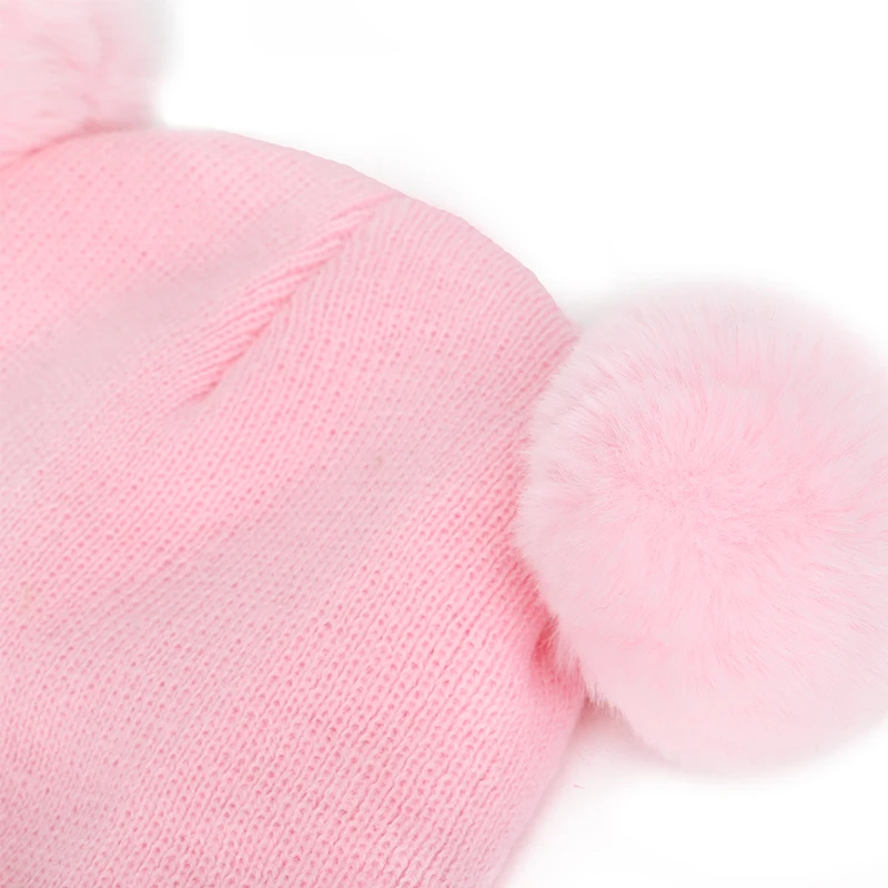 

New Toddler Girls Boys Winter Hats Baby Infant Winter Keep Warm Hat Double Fur Ball Crochet Knit Hat Children Kids Beanie Cap