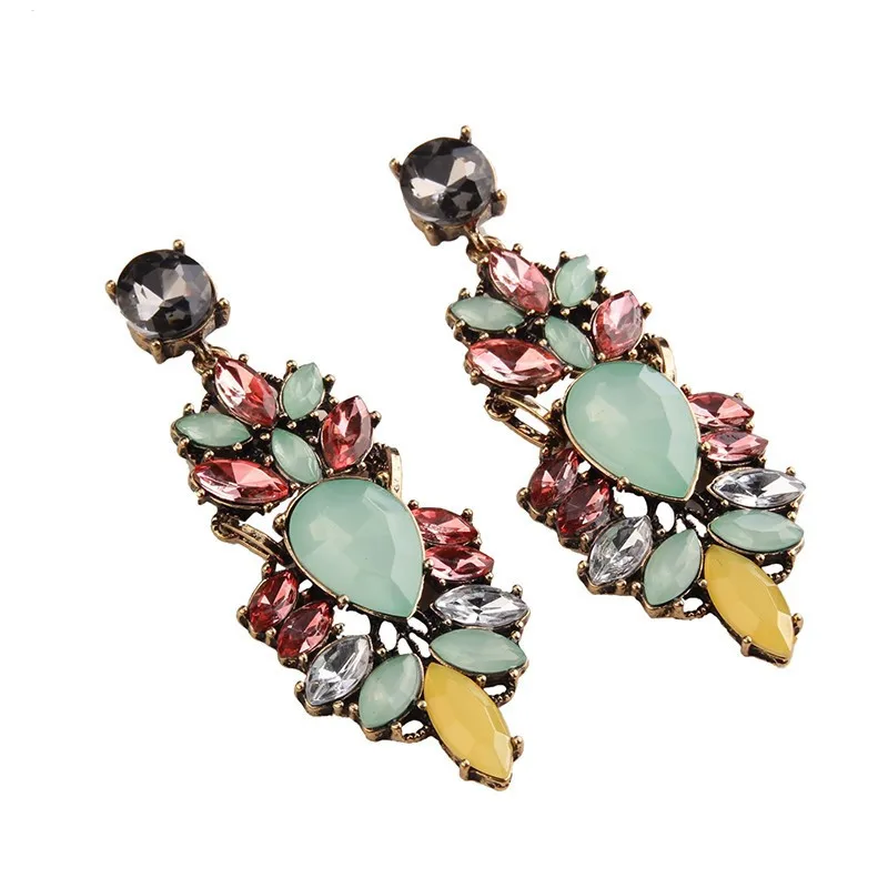 Роскошные женские серьги Girlgo Boho с разноцветными камнями,, праздничные подарки, трендовые геометрические серьги-капли, ювелирное изделие