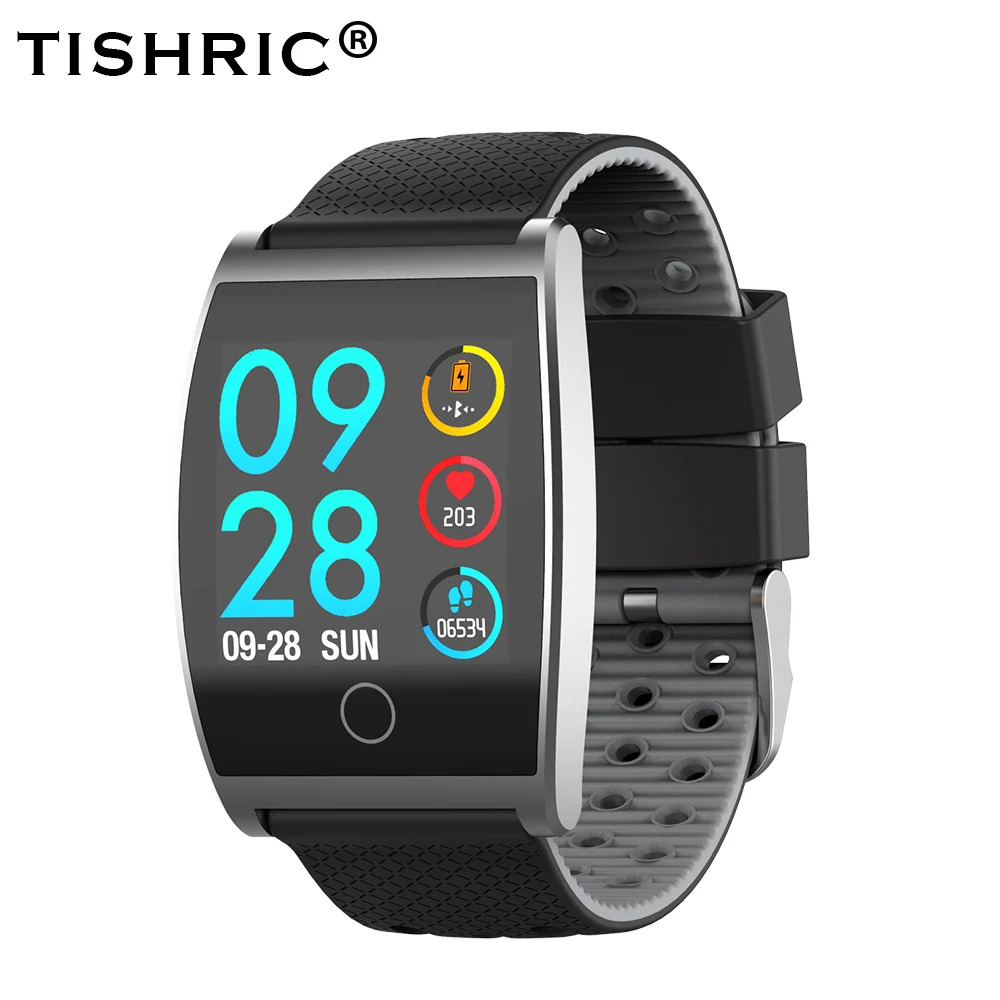 Gray TISHRIC QS05 смарт-Браслет Смарт-Браслет фитнес-браслет часы кровяное давление кислорода персонализированные часы циферблат пульсометр - Цвет: Gray