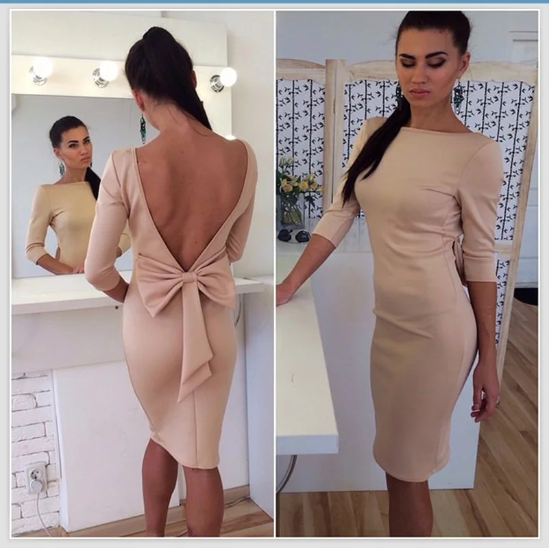 Для женщин сексуальная спинки Bodycon платье Лук Бабочка Кружево Вечеринка