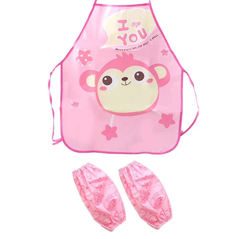 Pink apron Детский фартук, нагрудники, мультяшный фартук, манжеты, костюмы для детей, для приготовления пищи, водонепроницаемый фартук, розовый, кухонный, jardinera mujer - Цвет: Pink apron