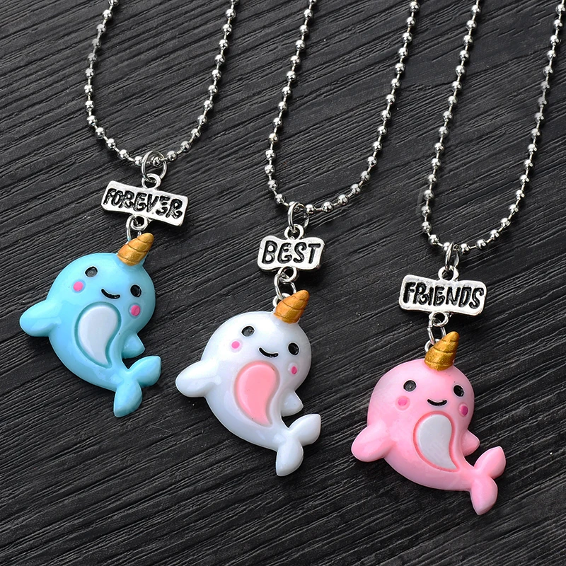 3 шт./лот BFF Narwhal Единорог лама пончик ожерелье комплект для детей девочек | Отзывы и видеообзор