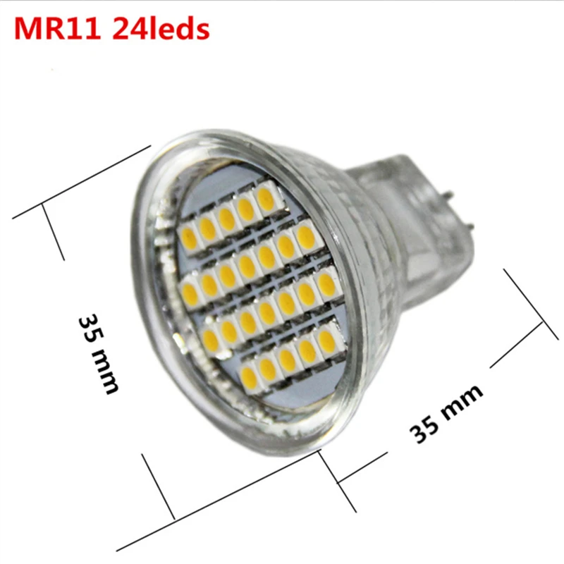 Светодиодный светильник MR11 высокой мощности 24 светодиодный s 2835 SMD стеклянный