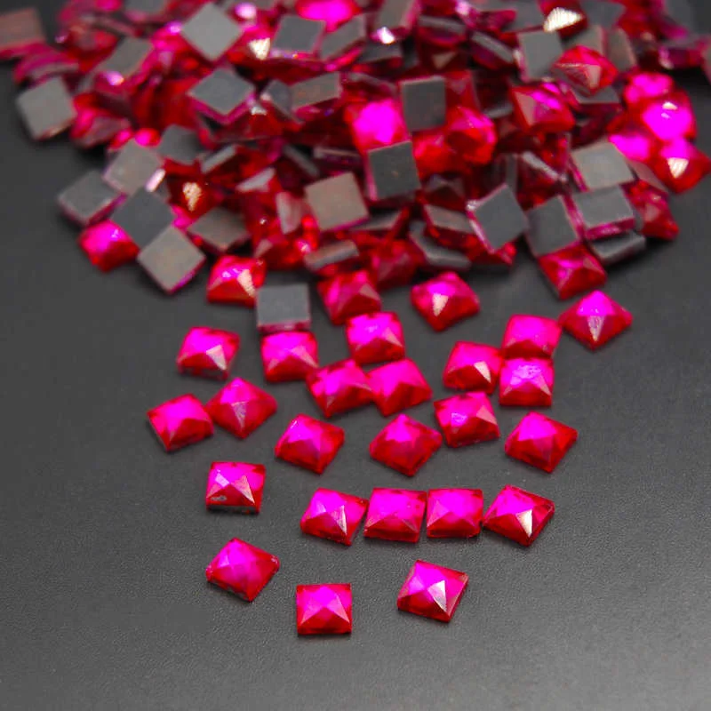 rose 6 мм, 200 шт., 16 цветов, квадратная форма, горячая фиксация, стеклянные стразы DMC, горячая фиксация, хрустальные камни для DIY одежды, креативный дизайн - Color: rose