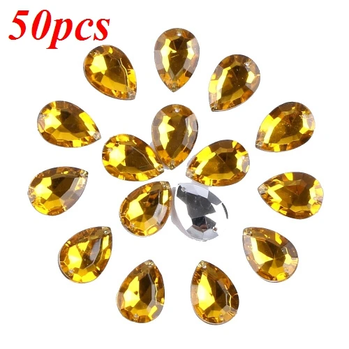 Sunbling 50 шт./лот 13*18 мм, форма в виде капли, хрустальные стразы, 2 отверстия, серебристые красочные акриловые украшения для свадебной одежды - Цвет: Color 8