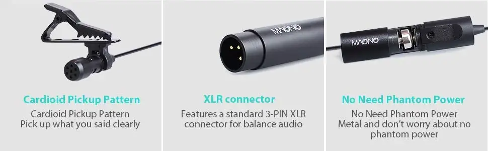 MAONO Петличный Микрофон XLR всенаправленный конденсаторный микрофон клип-на лацкане микрофон для DSLR камеры видеокамеры диктофоны