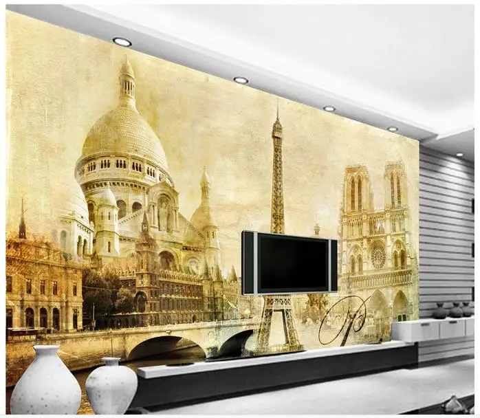 High Quality Custom 3d photo wallpaper murals European classical tower building TV wall paper living room decoration | Обустройство