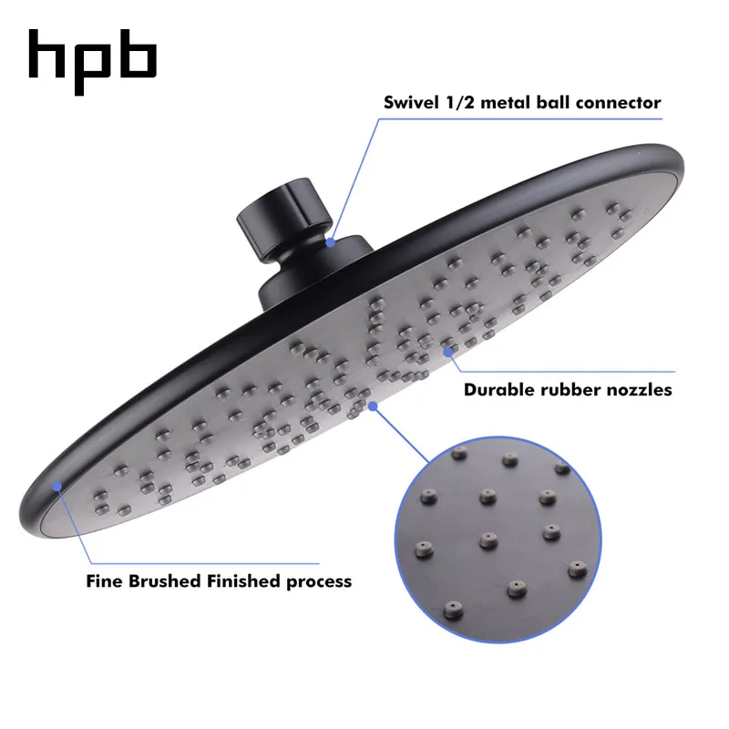 HPB потолочные 9 дюймовые круглые душевые головки высокого давления для ванной