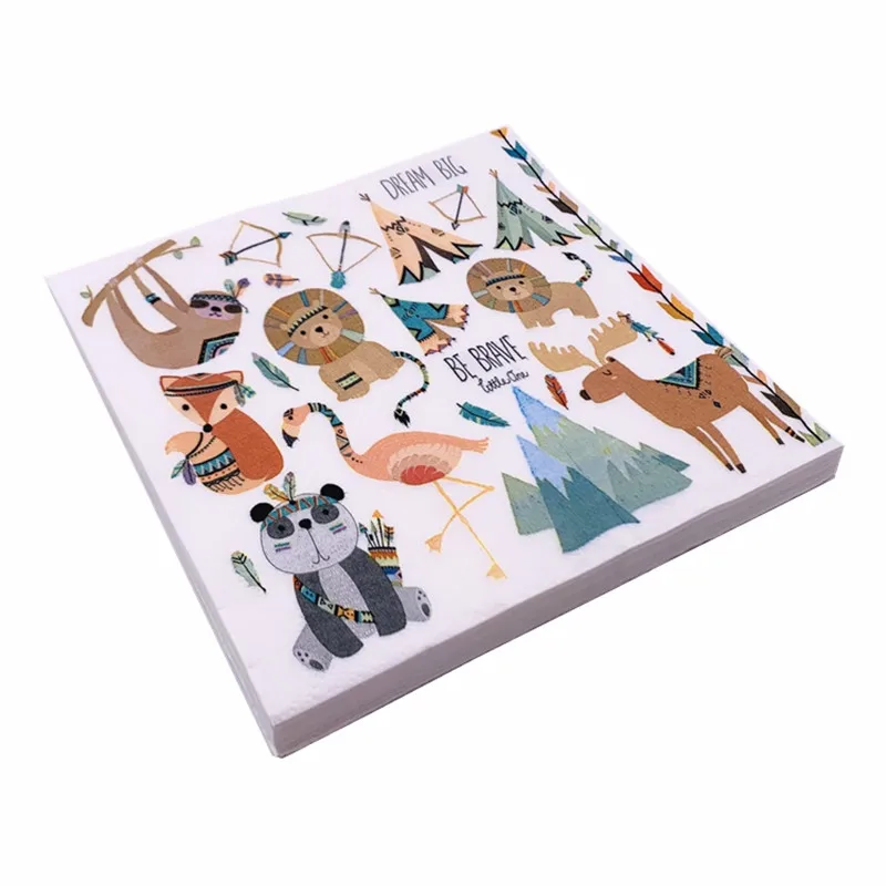 20 шт. салфетки с животными украшения на день рождения детское бумажное полотенце