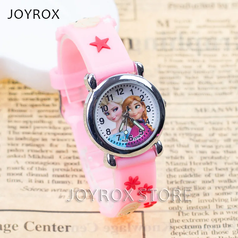 JOYROX Высокое качество принцесса Эльза детские спортивные часы горячий резиновый ремешок девушки кварцевые наручные часы для детей мультфильм часы