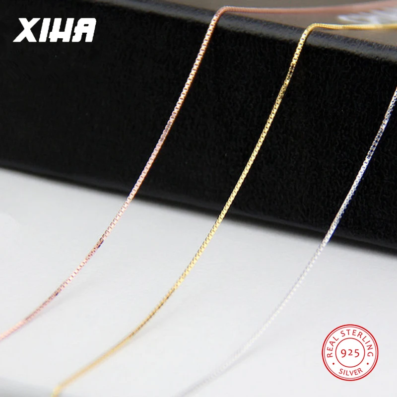 XIHA 925 стерлингового серебра ожерелья для женщин розового золота Цвет/серебро цепочка коробка s925 серебро