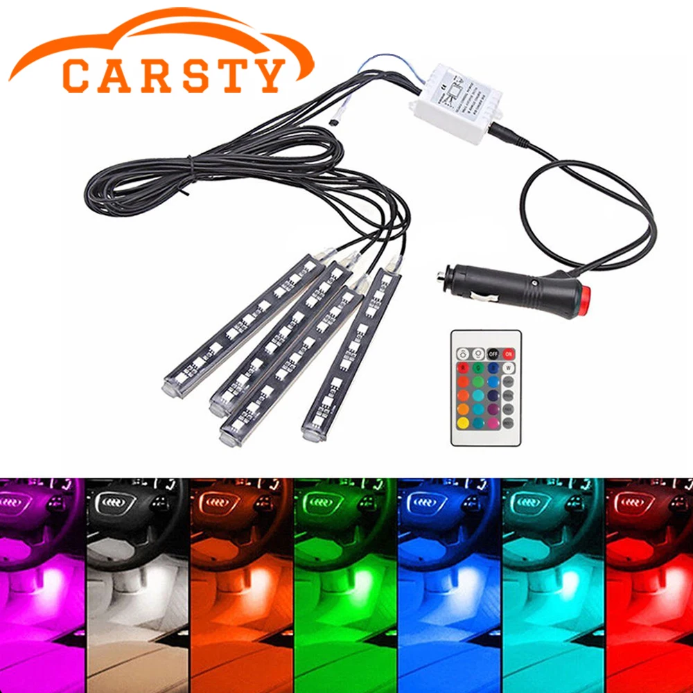 Carsty 2017 стайлинга автомобилей IP67 RGB Декоративные Атмосфера светодиодные лампы 12v