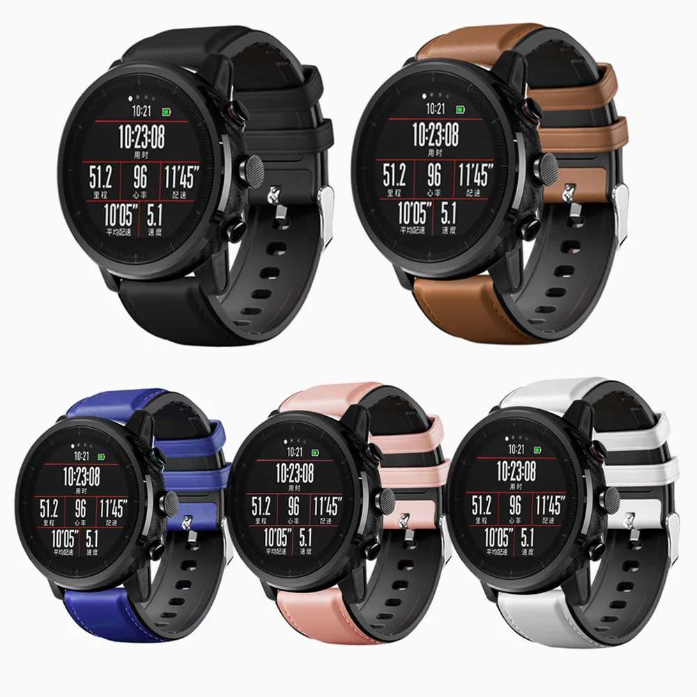 22 мм ремешок для huawei часы GT Strap кожаный браслет силиконовый Xiaomi Amazfit Stratos/темп samsung