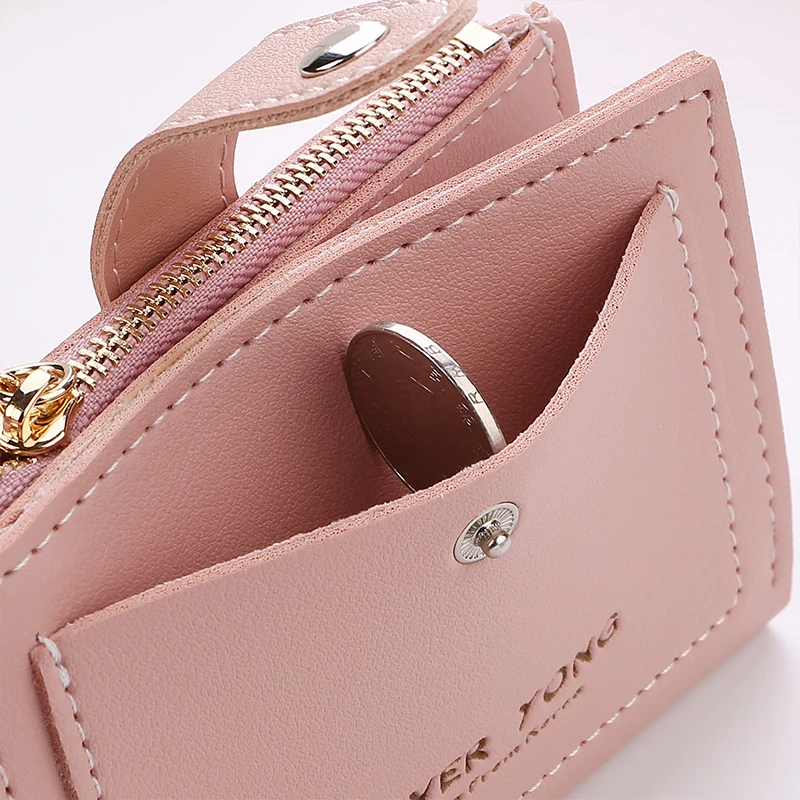 

New Model 2019 woman Letter Buckle wallet female Short style fashion Hasp zipper Tassels Wallet Card bag Solid Six color choice