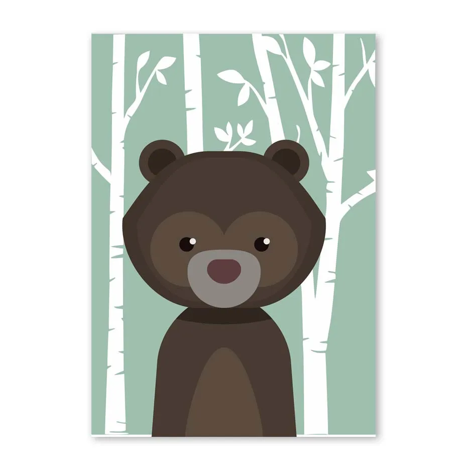 FPR9237-A Лес мультфильм Животные плакаты белка олень Кошка Холст Картина для детей Детская комната забавные художественные картины детский подарок домашний декор - Цвет: FPR9237-A